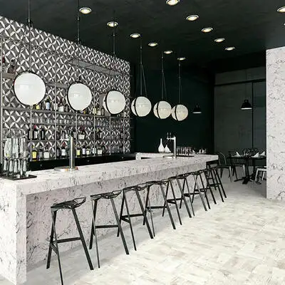 Image of installed ONE Quartz Surfaces Alpine Winter Cream Quartz countertops