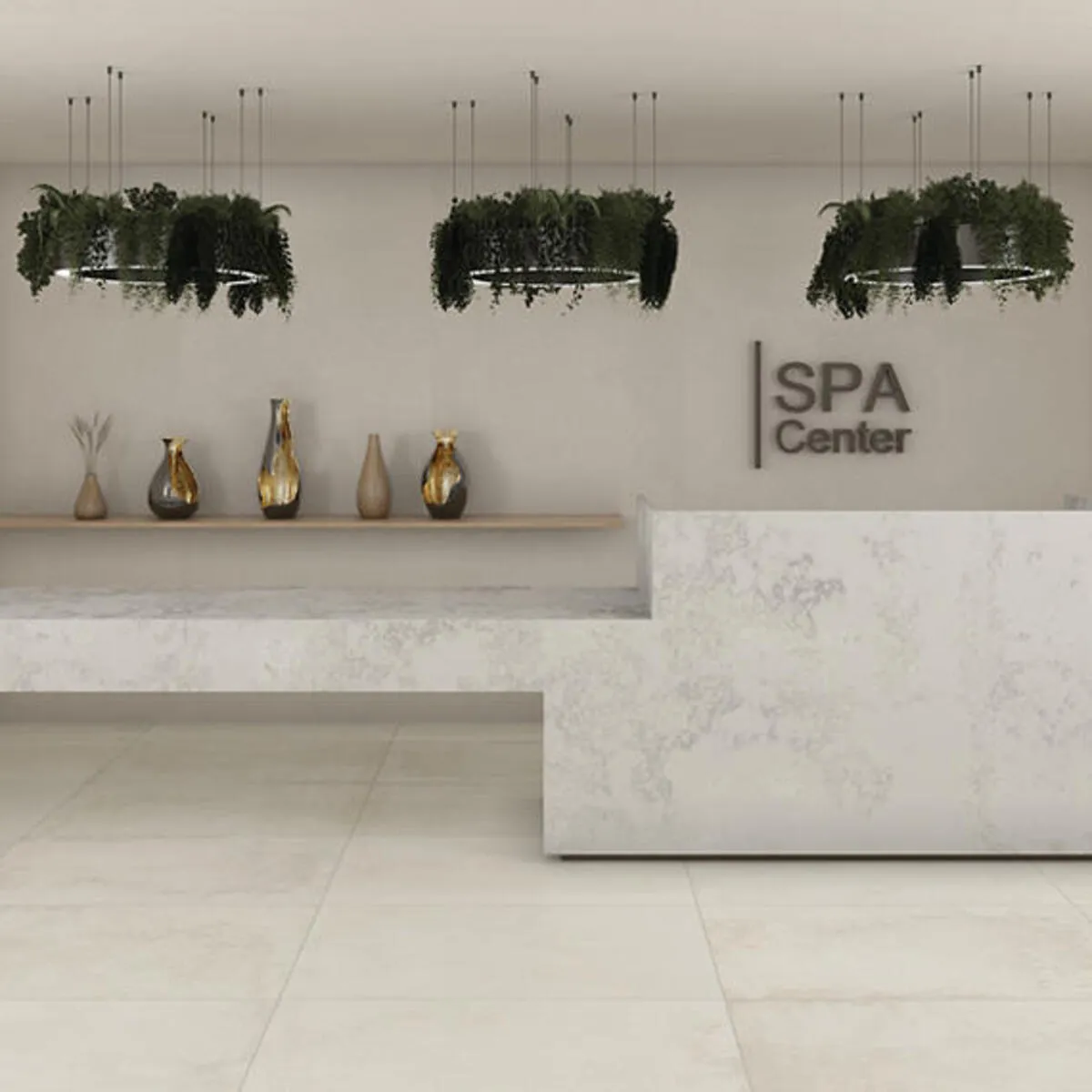 Image of installed ONE Quartz Surfaces Moongaze White Quartz countertops