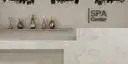 Image of installed ONE Quartz Surfaces Moongaze White Quartz countertops