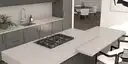 Image of installed ONE Quartz Surfaces Ash Grey Beige Quartz countertops