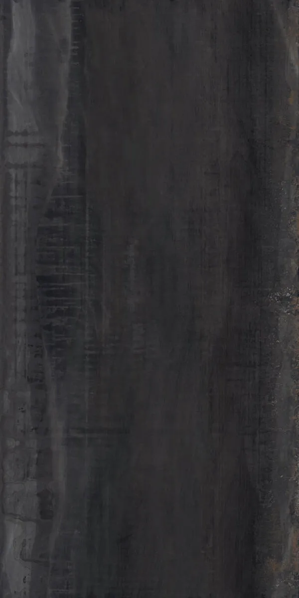 Closeup image of Panoramic Porcelain Surfaces Obsidian Black Porcelain countertop slab