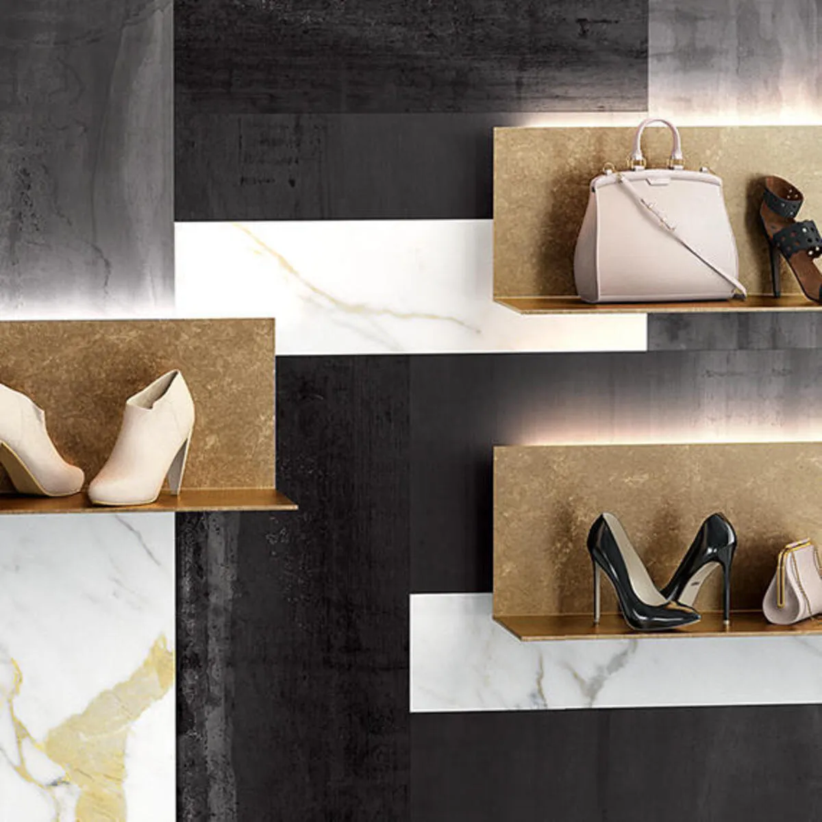 Image of installed Panoramic Porcelain Surfaces Obsidian Black Porcelain countertops