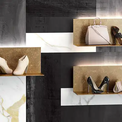 Image of installed Panoramic Porcelain Surfaces Obsidian Black Porcelain countertops