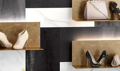 Image of installed Panoramic Porcelain Surfaces Obsidian Black Porcelain countertops