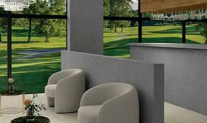 Image of installed ONE Quartz Surfaces Armor Grey Grey Quartz countertops