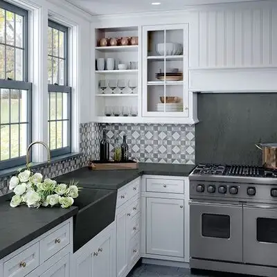 Image of installed Black Soapstone Black Soapstone countertops