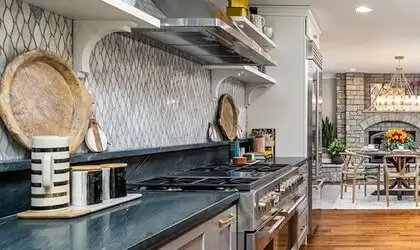 Image of installed Black Soapstone Black Soapstone countertops