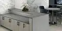 Image of installed ONE Quartz Surfaces Pulsar Grey Quartz countertops