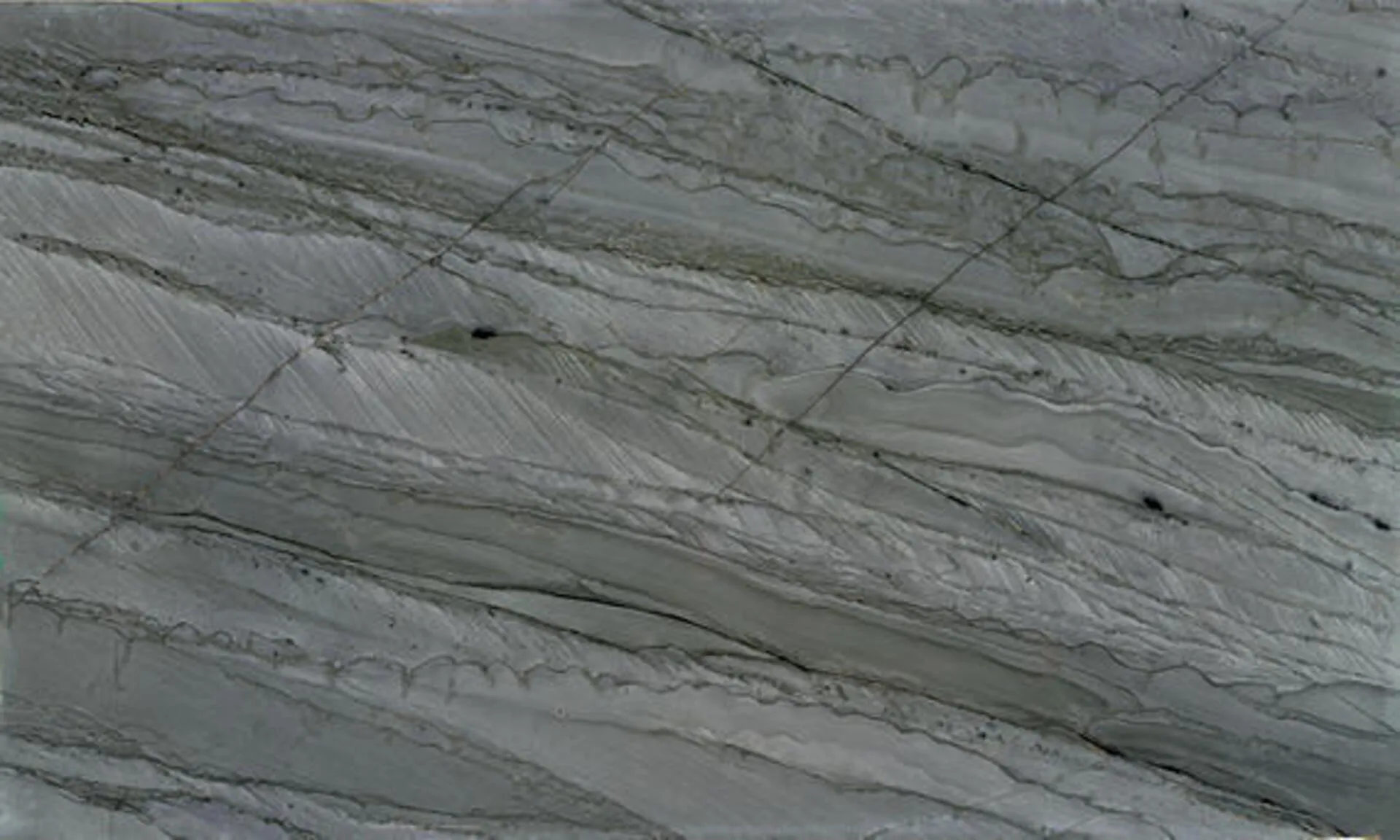Closeup image of Mercury Grey Quartzite countertop slab