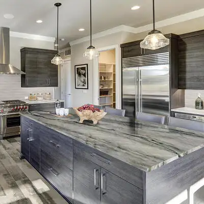 Image of installed Mercury Grey Quartzite countertops