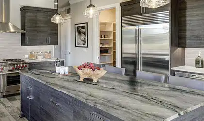 Image of installed Mercury Grey Quartzite countertops