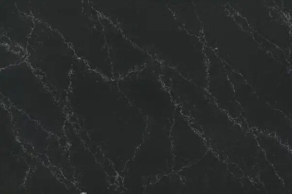 Image of installed ONE Quartz Surfaces Liberty Black Black Quartz countertops