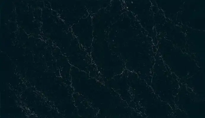 Image of installed ONE Quartz Surfaces Liberty Black Black Quartz countertops