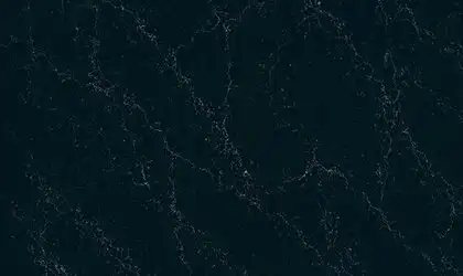 Image of installed ONE Quartz Surfaces Liberty Black Black Quartz countertops