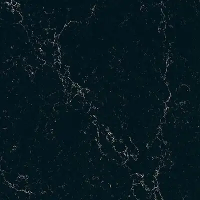 Image of installed ONE Quartz Surfaces Liberty Black Black Quartz countertops