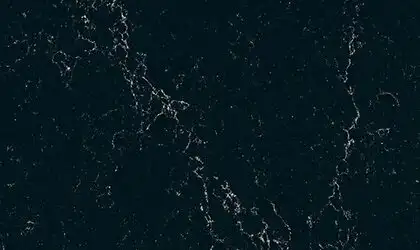 Image of installed ONE Quartz Surfaces Liberty Black Black Quartz countertops