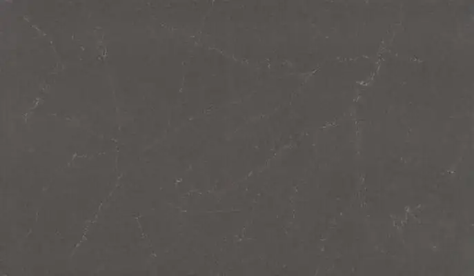 Image of installed ONE Quartz Surfaces Sirius Grey Quartz countertops