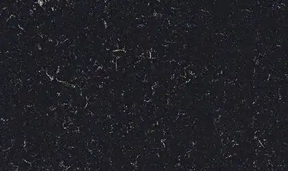 Image of installed ONE Quartz Surfaces Nightfall Black Quartz countertops