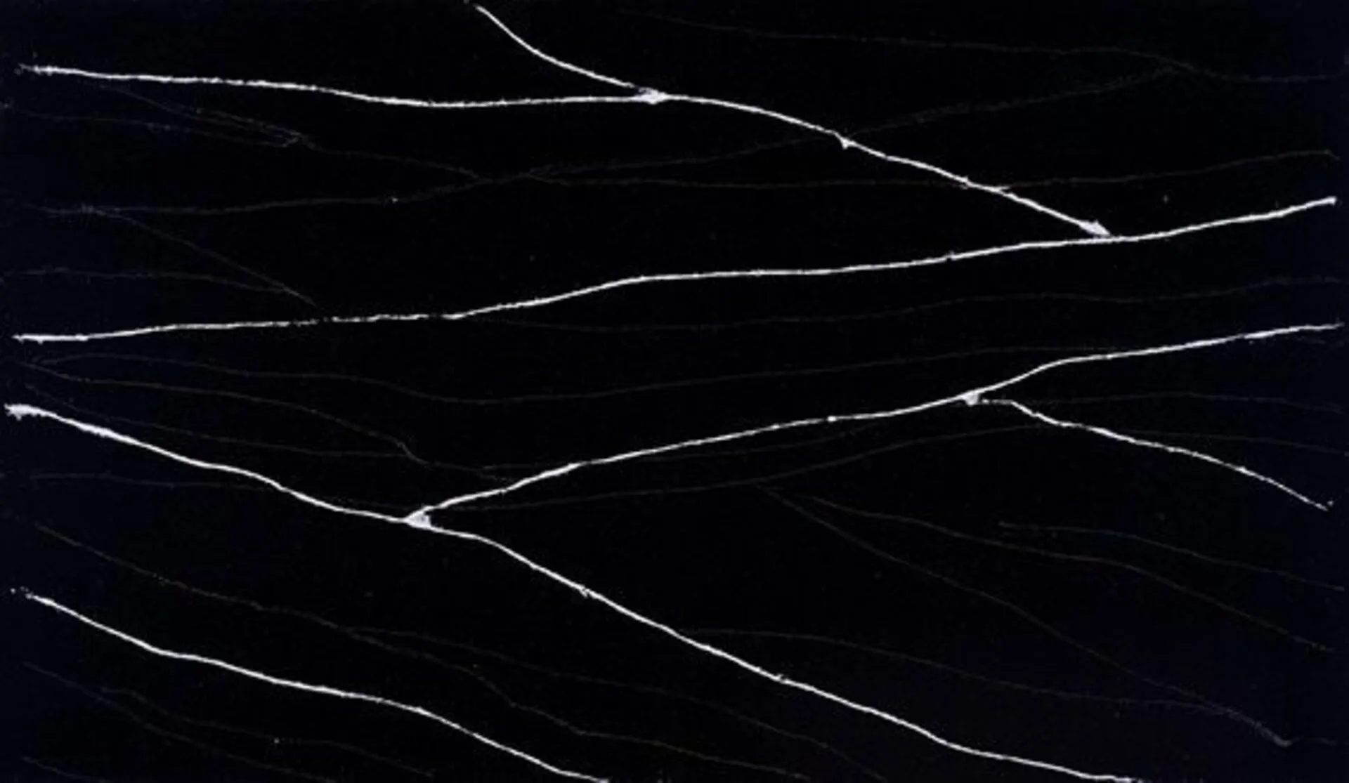 Closeup image of ONE Quartz Surfaces Black Canyon Black Quartz countertop slab