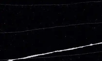 Image of installed ONE Quartz Surfaces Black Canyon Black Quartz countertops