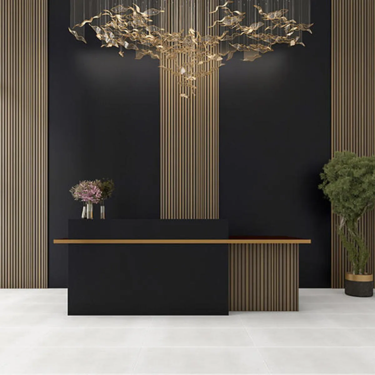 Image of installed ONE Quartz Surfaces Acadia Black Black Quartz countertops