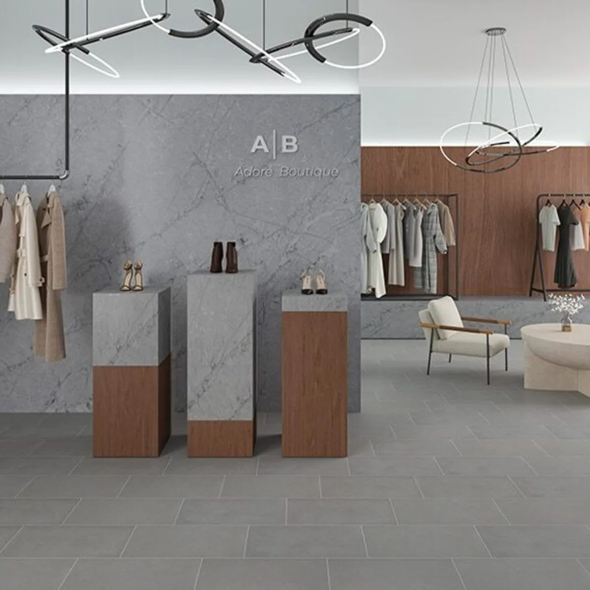 Image of installed ONE Quartz Surfaces Amazonite Grey Grey Quartz countertops