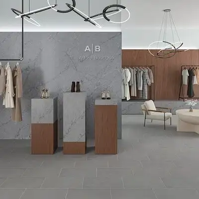 Image of installed ONE Quartz Surfaces Amazonite Grey Grey Quartz countertops