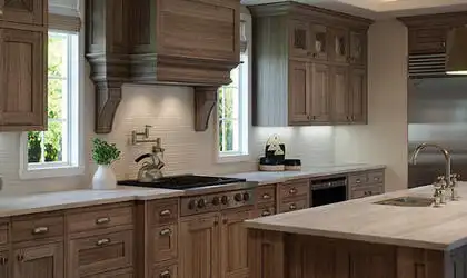 Image of installed Tahitian Cream Cream Quartzite countertops