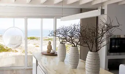 Image of installed Tahitian Cream Cream Quartzite countertops