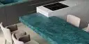 Image of installed ONE Quartz Surfaces Amazonite Blue Quartz countertops