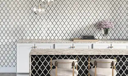 Image of installed ONE Quartz Surfaces Aspen Grey Beige Quartz countertops