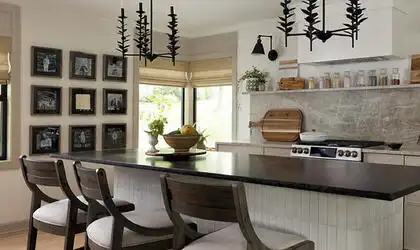 Image of installed Absolute Black Black Granite countertops