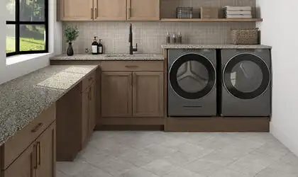 Image of installed New Caledonia Brown Granite countertops