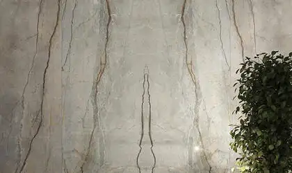 Image of installed Panoramic Porcelain Surfaces Elestial Grey Porcelain countertops