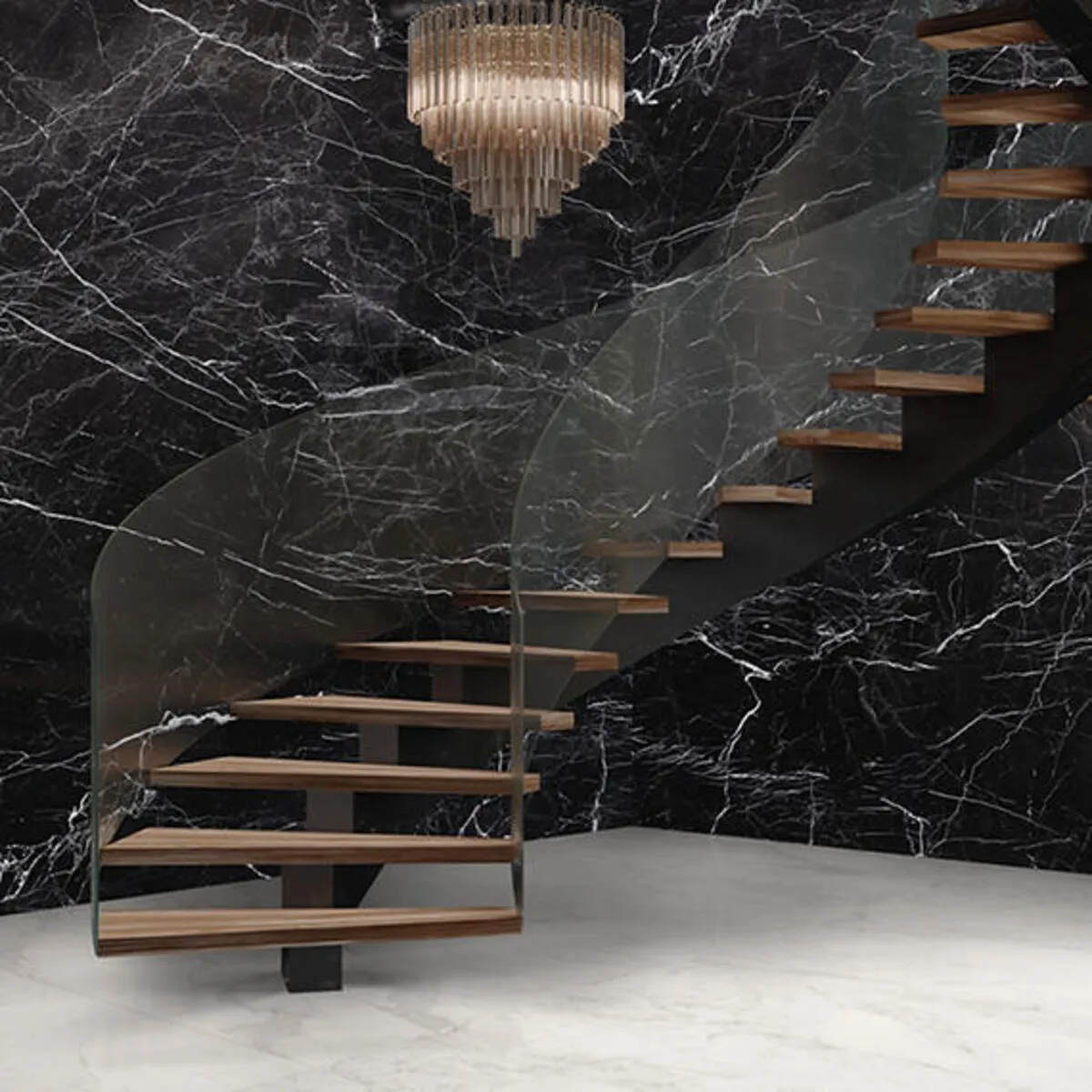 Image of installed Panoramic Porcelain Surfaces Anthracite Black Porcelain countertops