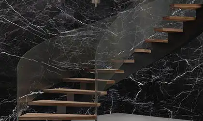 Image of installed Panoramic Porcelain Surfaces Anthracite Black Porcelain countertops