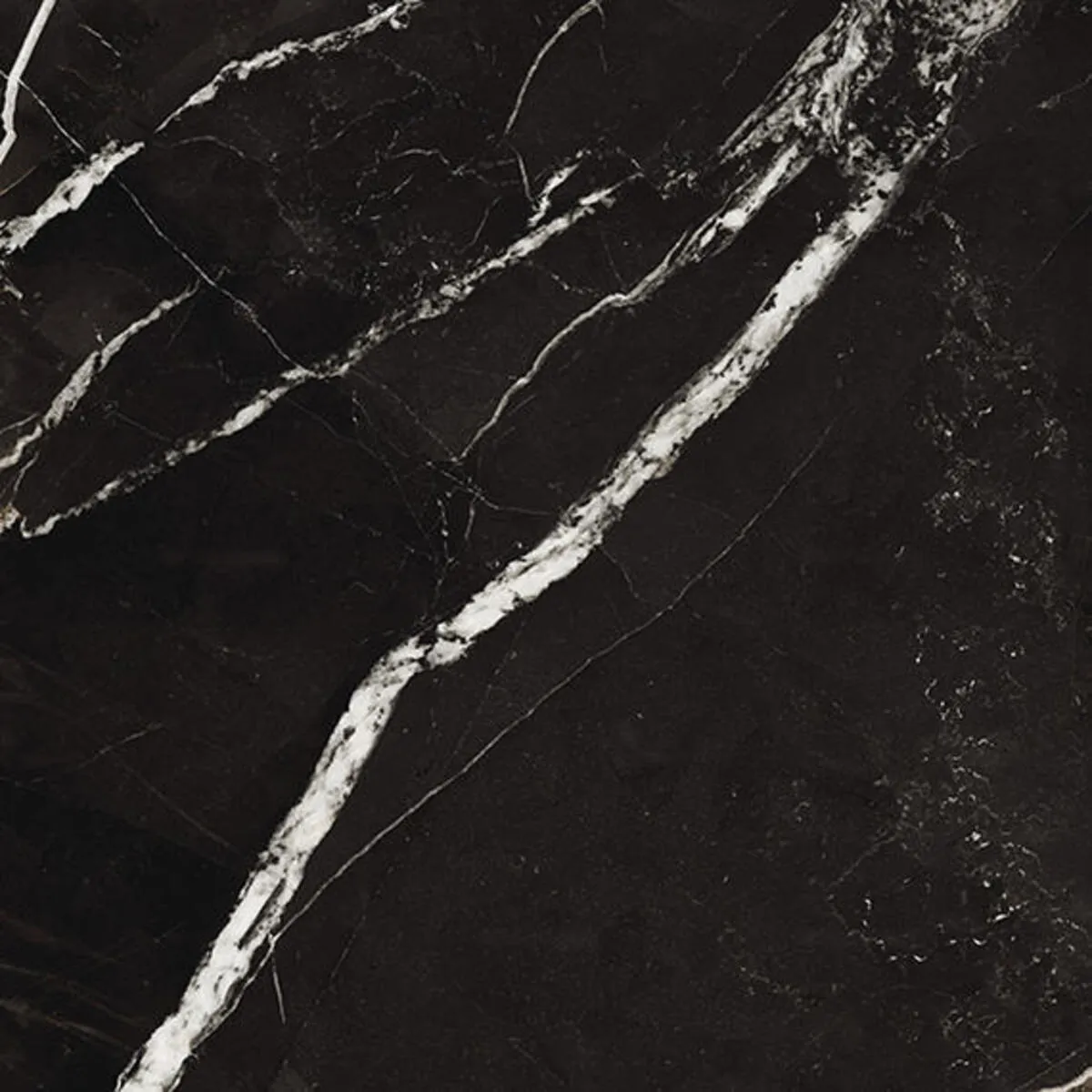 Closeup image of Panoramic Porcelain Surfaces Zebra Calacatta Black Porcelain countertop slab