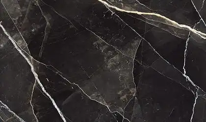 Image of installed Panoramic Porcelain Surfaces Zebra Calacatta Black Porcelain countertops