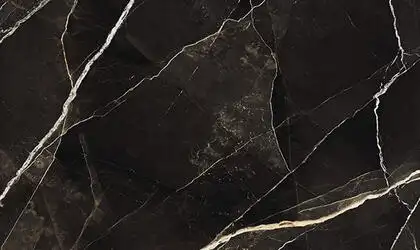 Image of installed Panoramic Porcelain Surfaces Zebra Calacatta Black Porcelain countertops