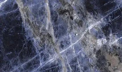 Closeup image of Panoramic Porcelain Surfaces Sapphire Status Blue Porcelain countertop slab