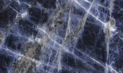 Image of installed Panoramic Porcelain Surfaces Sapphire Status Blue Porcelain countertops