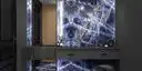 Image of installed Panoramic Porcelain Surfaces Sapphire Status Blue Porcelain countertops