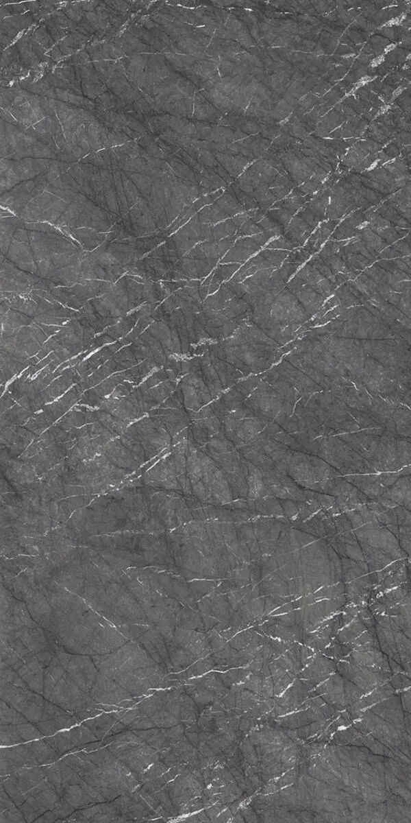 Image of installed Panoramic Porcelain Surfaces Jasper Grey Grey Porcelain countertops