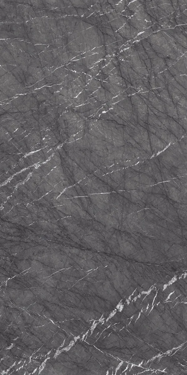 Image of installed Panoramic Porcelain Surfaces Jasper Grey Grey Porcelain countertops