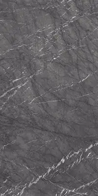 Image of installed Panoramic Porcelain Surfaces Jasper Grey Grey Porcelain countertops