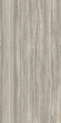 Closeup image of Panoramic Porcelain Surfaces Opal Travertine Grey Porcelain countertop slab