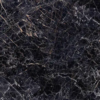 Closeup image of Panoramic Porcelain Surfaces Onyx Galaxy Black Porcelain countertop slab