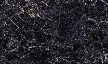 Closeup image of Panoramic Porcelain Surfaces Onyx Galaxy Black Porcelain countertop slab