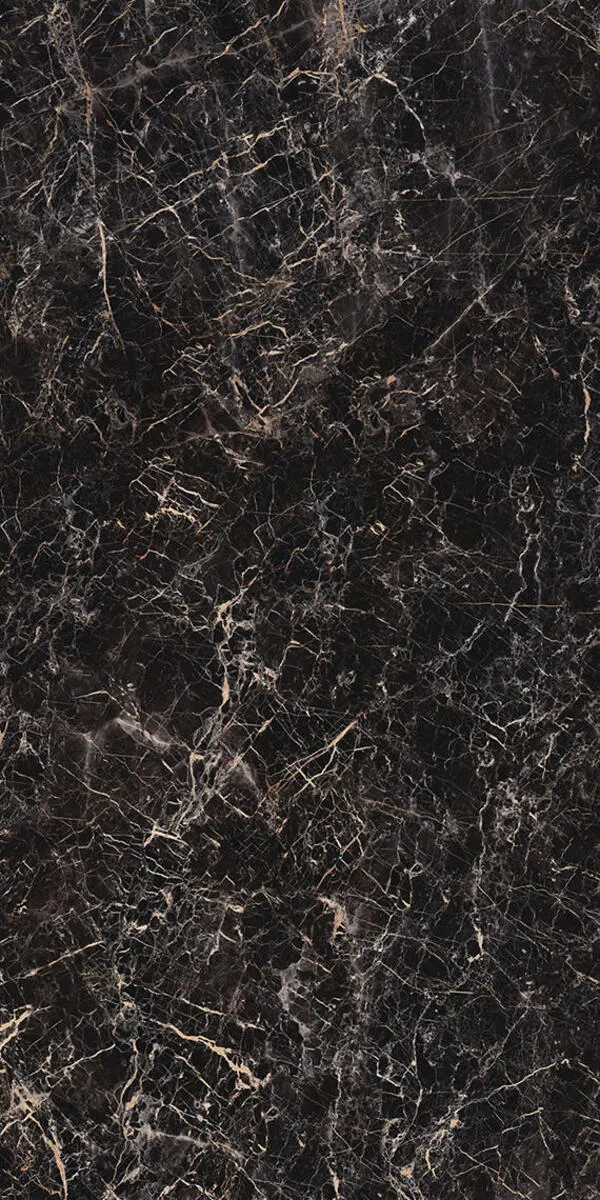 Image of installed Panoramic Porcelain Surfaces Onyx Galaxy Black Porcelain countertops