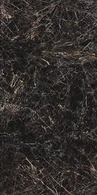 Image of installed Panoramic Porcelain Surfaces Onyx Galaxy Black Porcelain countertops